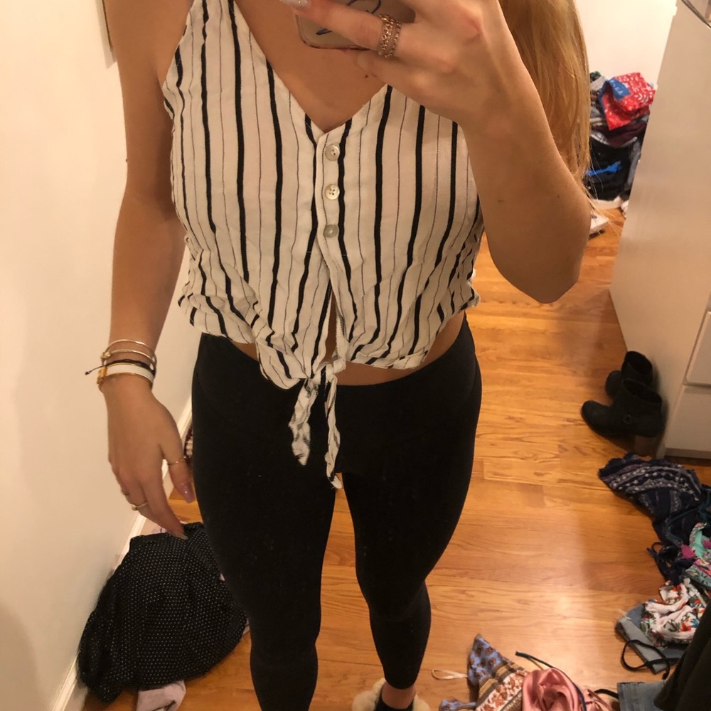 Black and white striped tank top